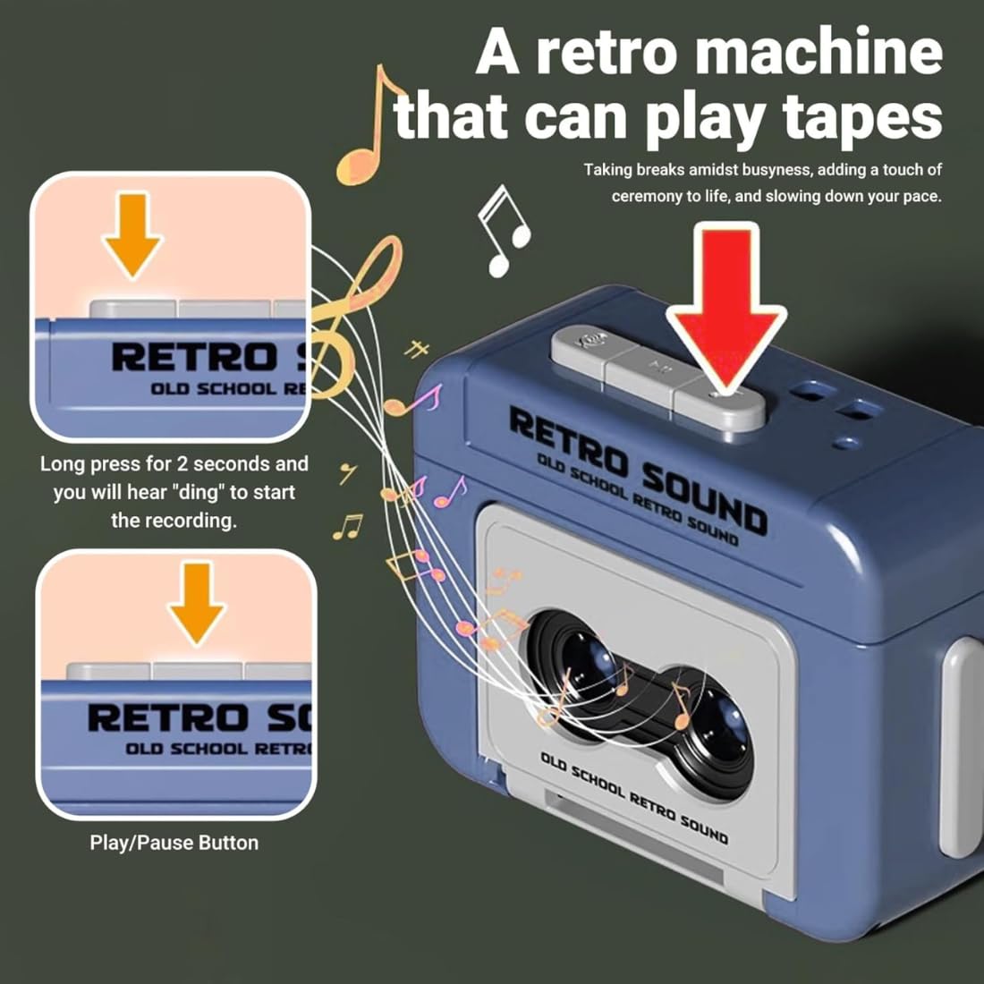 Retro Cassette Tape Recorder Keychain