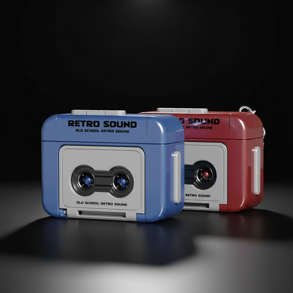 Retro Cassette Tape Recorder Keychain